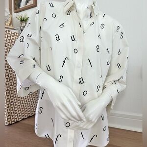 Chicos graphic 3/4 sleeve no-iron blouse size 3